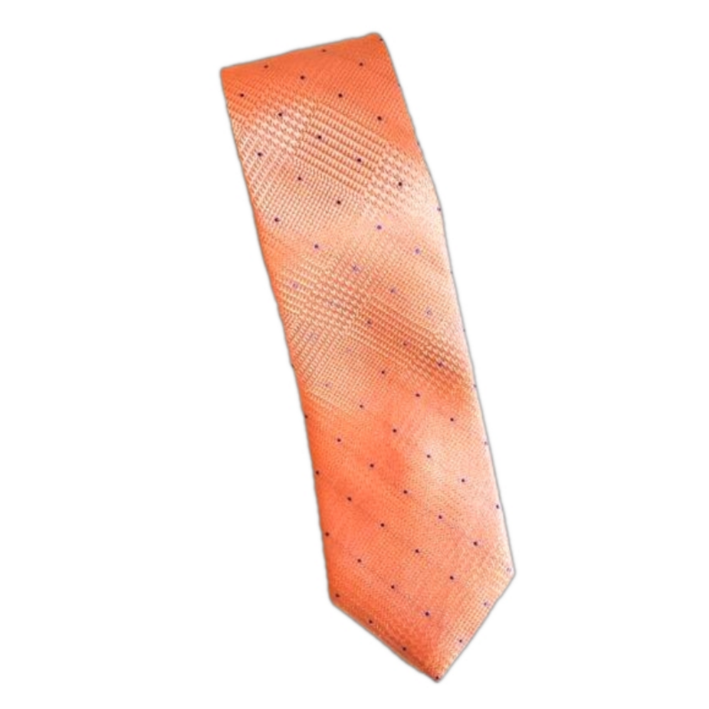 Michael Kors Silk Blend Salmon Glen Check with Blue Dot Tie NWT
